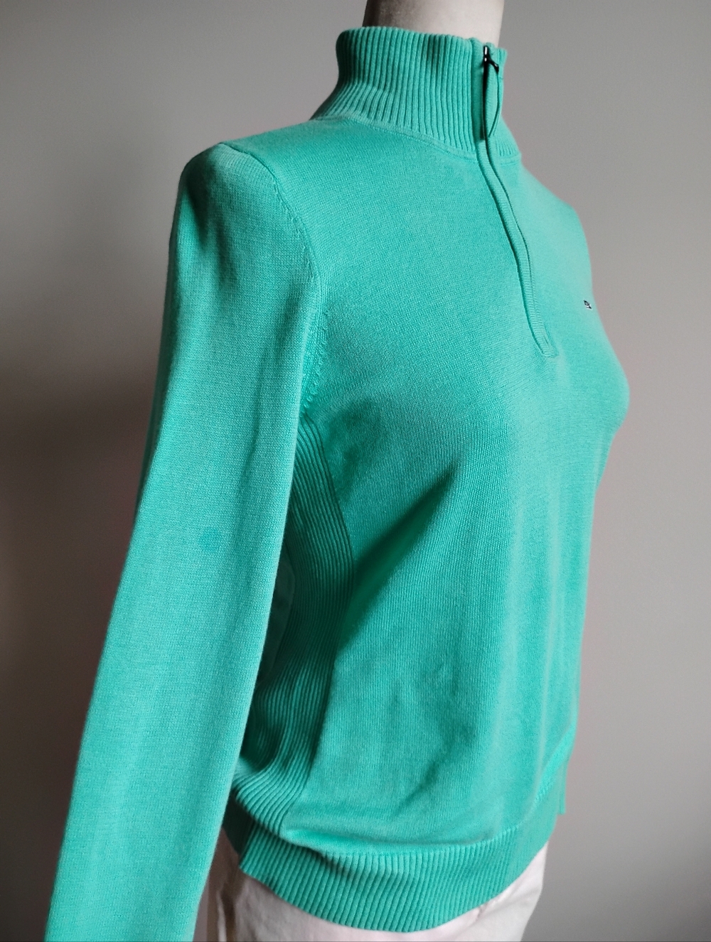 Vineyard Vines Cotton 1/4 Zip Sweater Turquoise Seafood Preppy Coastal Size Sm - Picture 6 of 11